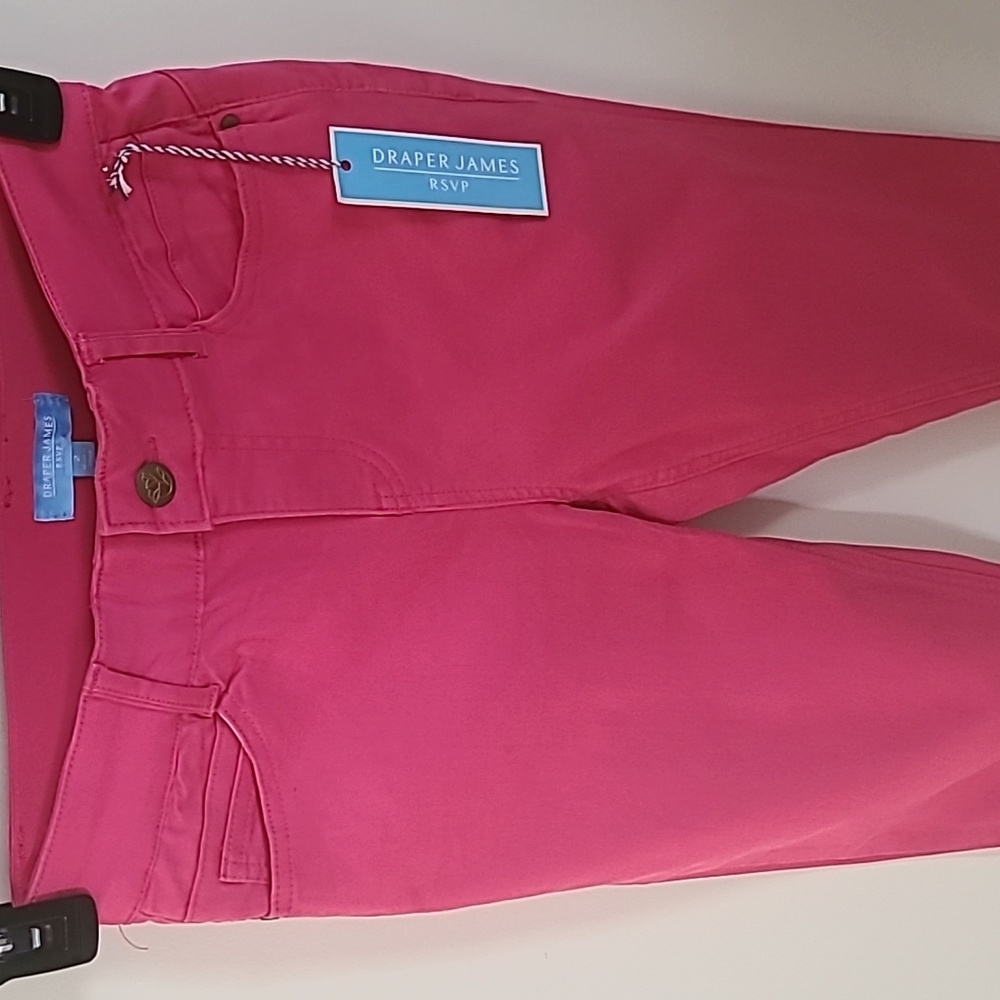 DRAPER JAMES WOMENS PINK MID RISE SKINNY FIT PANTS SIZE 2
